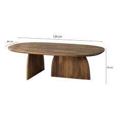 MIAMI - Hebblife Table Basse Centrale en Bois Massif